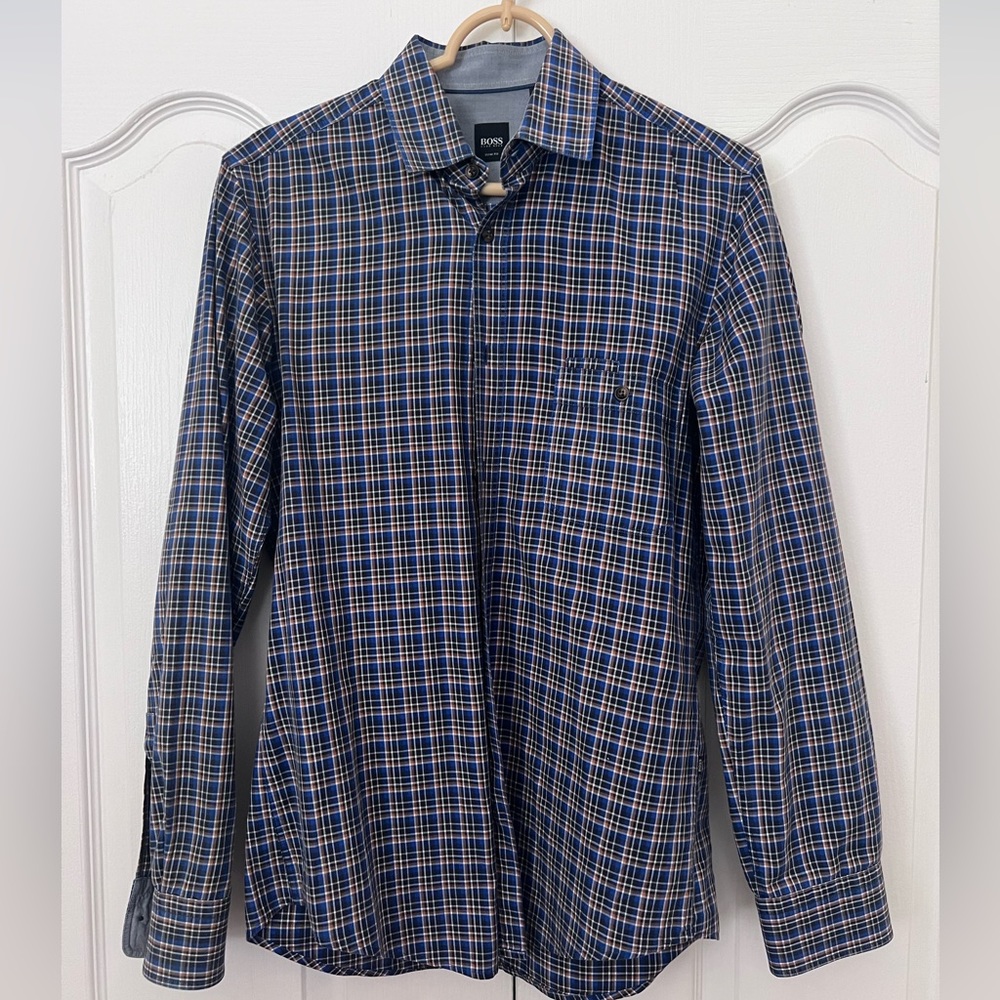BOSS Navy Blue Button Down Shirt